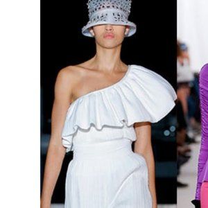 Wanda Nylon One Shoulder Ruffle Saint Laurent NWT